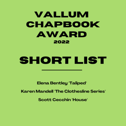 Black text on a light green background announcing chapbook finalists.